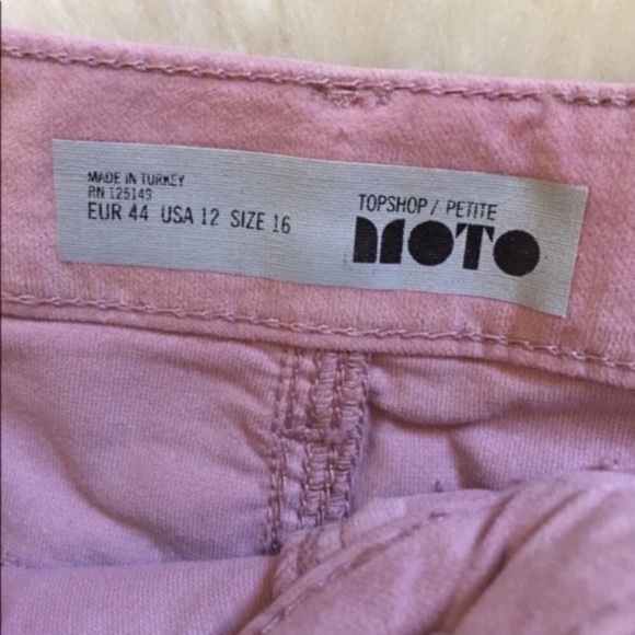 Topshop Moto Pink Velvet Raw Edge Mini Skirt - Picture 5 of 8